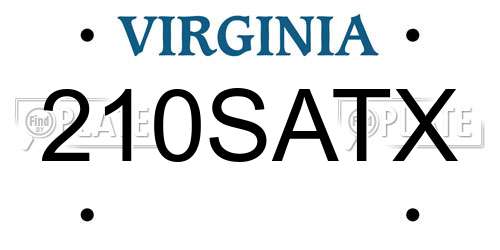 210SATX Virginia License Plate
