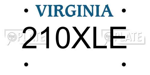 210XLE Virginia License Plate