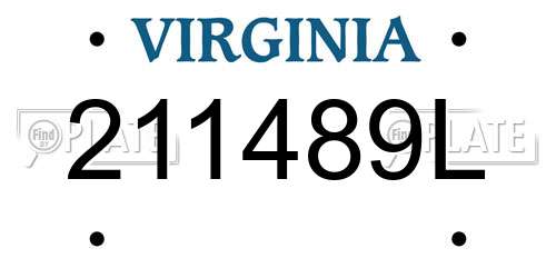 211489L Virginia License Plate