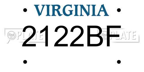 2122BF Virginia License Plate