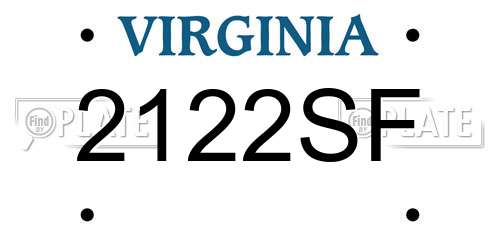 2122SF Virginia License Plate