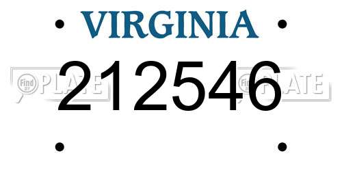 212546 Virginia License Plate