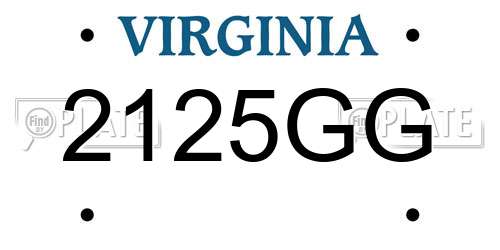 2125GG Virginia License Plate