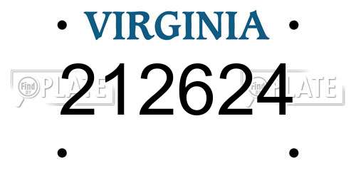 212624 Virginia License Plate