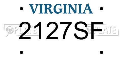 2127SF Virginia License Plate
