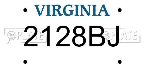 2128BJ Virginia License Plate