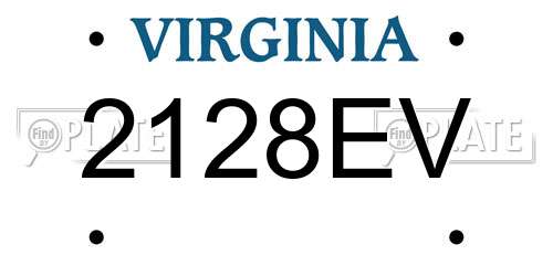 2128EV Virginia License Plate