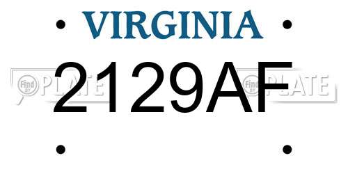 2129AF Virginia License Plate