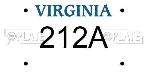 212A Virginia License Plate
