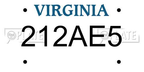 212AE5 Virginia License Plate