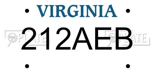 212AEB Virginia License Plate