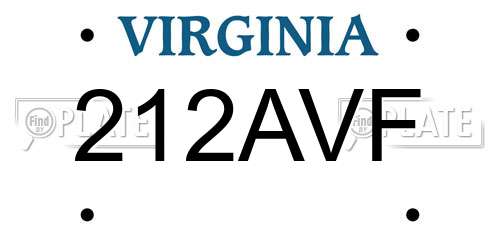 212AVF Virginia License Plate