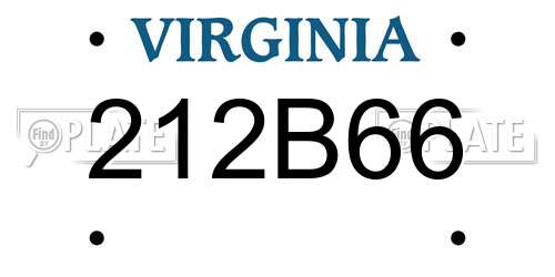 212B66 Virginia License Plate