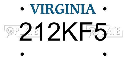 212KF5 Virginia License Plate