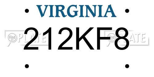 212KF8 Virginia License Plate
