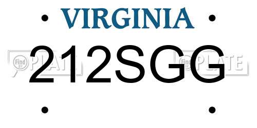 212SGG Virginia License Plate
