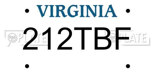 212TBF Virginia License Plate