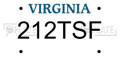 212TSF Virginia License Plate
