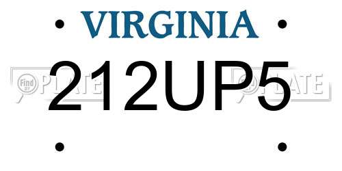 212UP5 Virginia License Plate