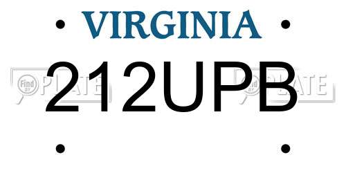 212UPB Virginia License Plate