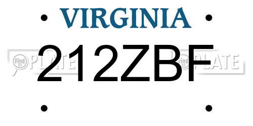 212ZBF Virginia License Plate