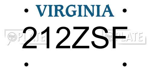 212ZSF Virginia License Plate