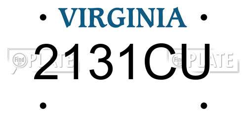 2131CU Virginia License Plate