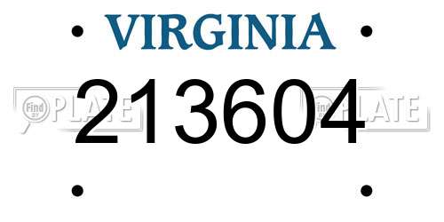 213604 Virginia License Plate