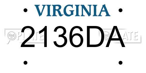 2136DA Virginia License Plate