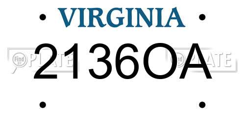 2136OA Virginia License Plate