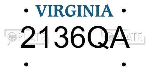 2136QA Virginia License Plate