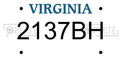 2137BH Virginia License Plate