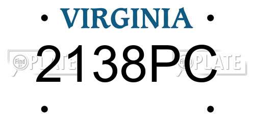 2138PC Virginia License Plate