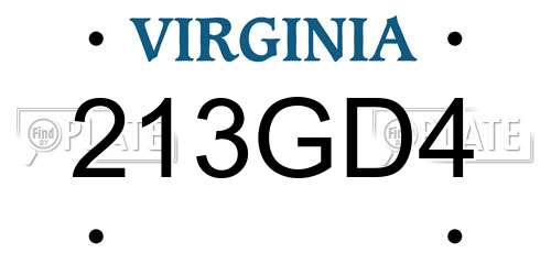 213GD4 Virginia License Plate