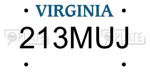 213MUJ Virginia License Plate