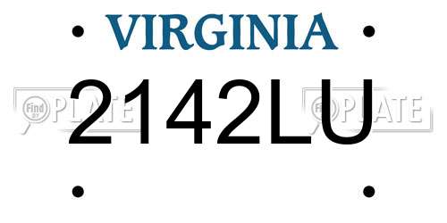 2142LU Virginia License Plate