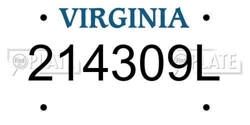 214309L Virginia License Plate