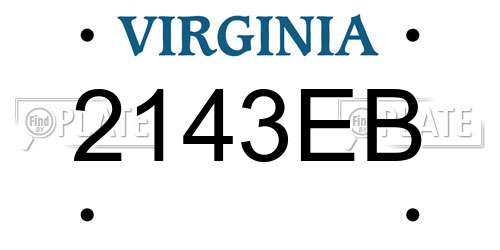 2143EB Virginia License Plate