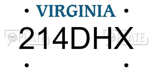 214DHX Virginia License Plate