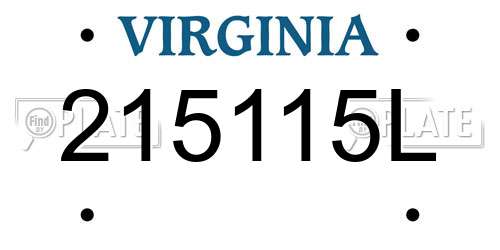 215115L Virginia License Plate