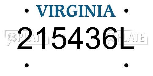 215436L Virginia License Plate