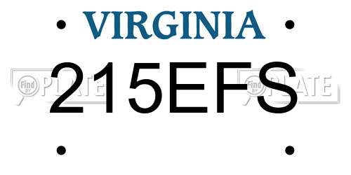 215EFS Virginia License Plate
