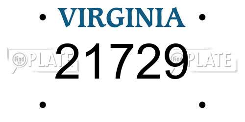 21729 Virginia License Plate