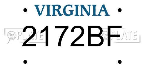 2172BF Virginia License Plate
