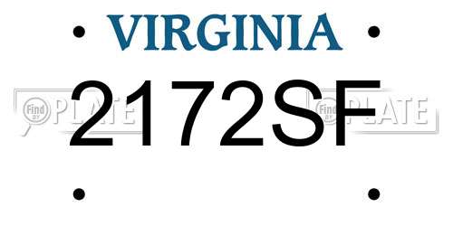 2172SF Virginia License Plate