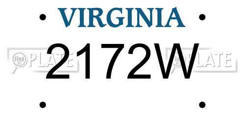 2172W Virginia License Plate