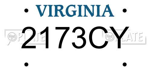 2173CY Virginia License Plate