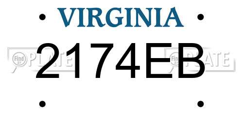 2174EB Virginia License Plate