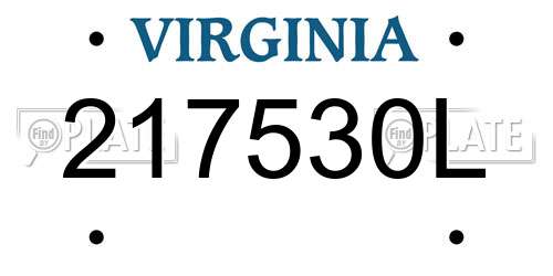 217530L Virginia License Plate