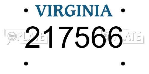 217566 Virginia License Plate